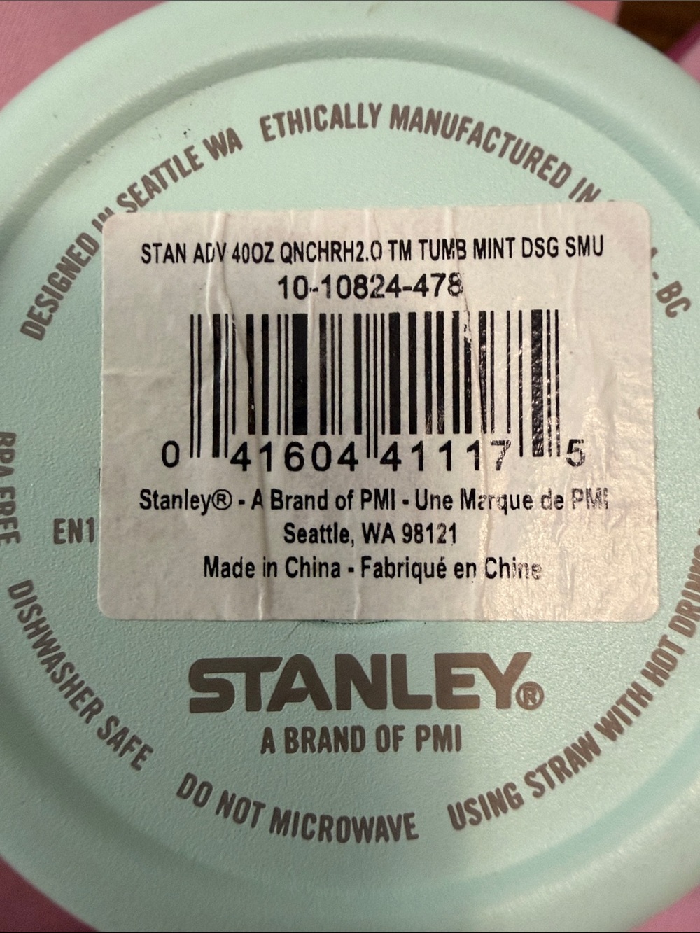 Stanley Mint Green Travel Mug with Handle and Straw - Picture 3 of 5
